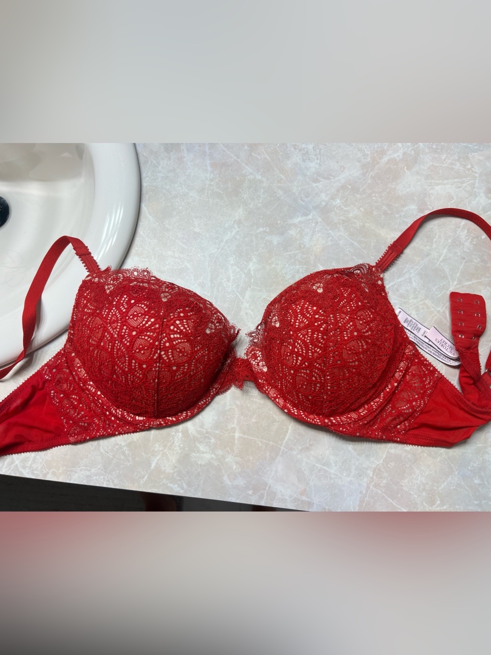 Victoria's Secret Red Lace Demi Underwire Bra